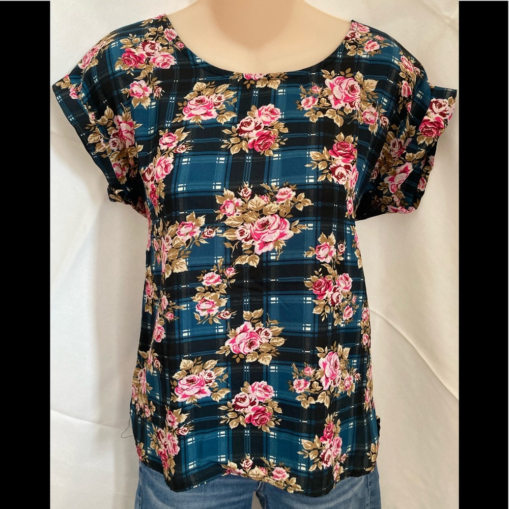 Plaid Floral Blouse
